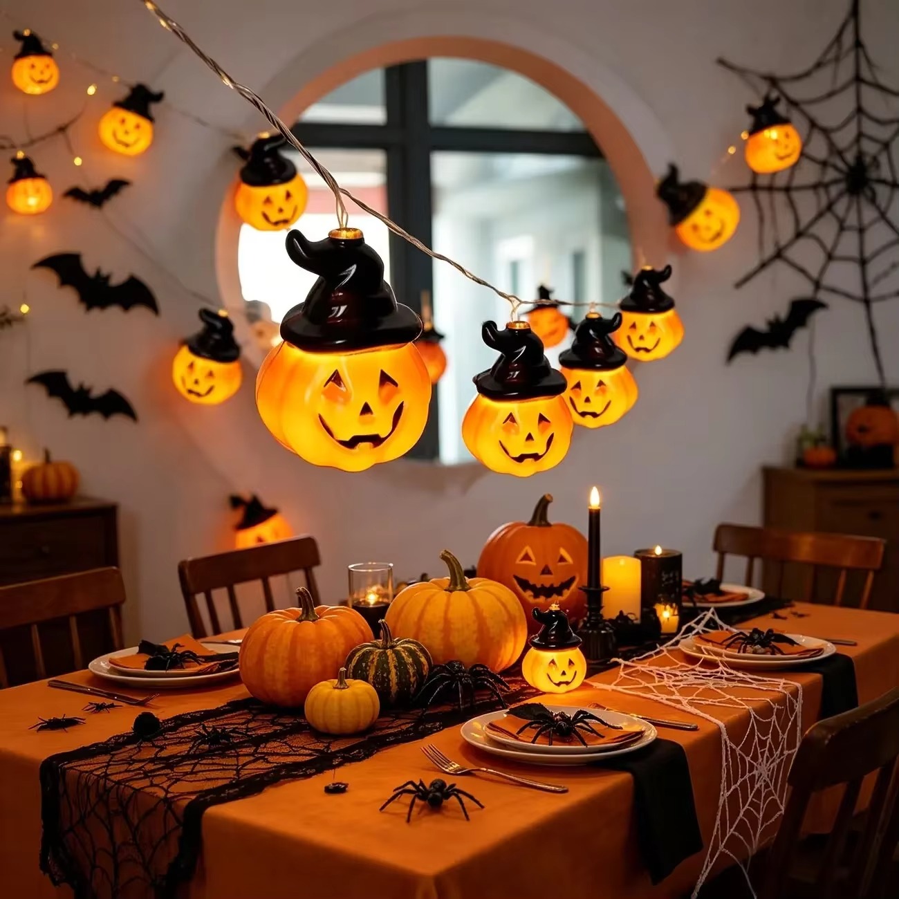 Halloween Led String Lights Orange - Luzes de Cordão de Fadas com