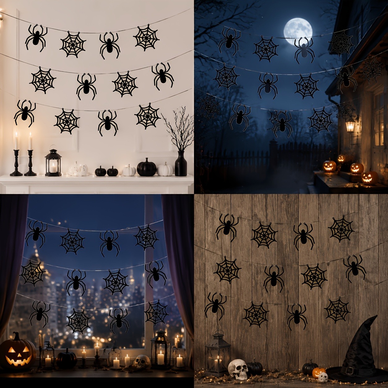2 conjuntos de guirlandas de b - Spider Web Halloween Decoration avaliação e preço