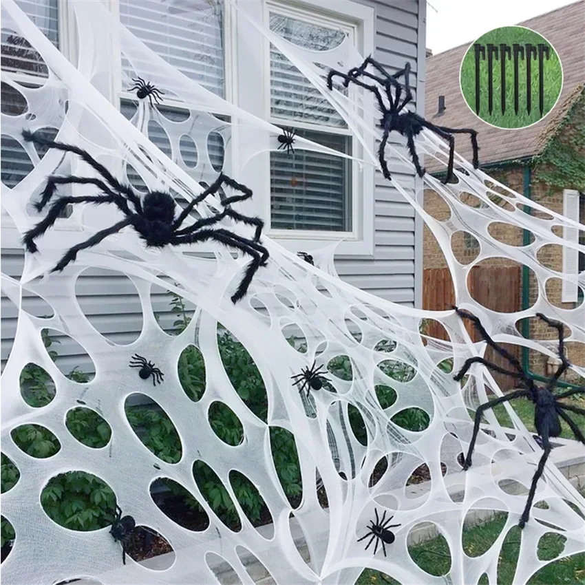 Tela de teia de aranha artific - Spider Web Halloween Decoration avaliação e preço