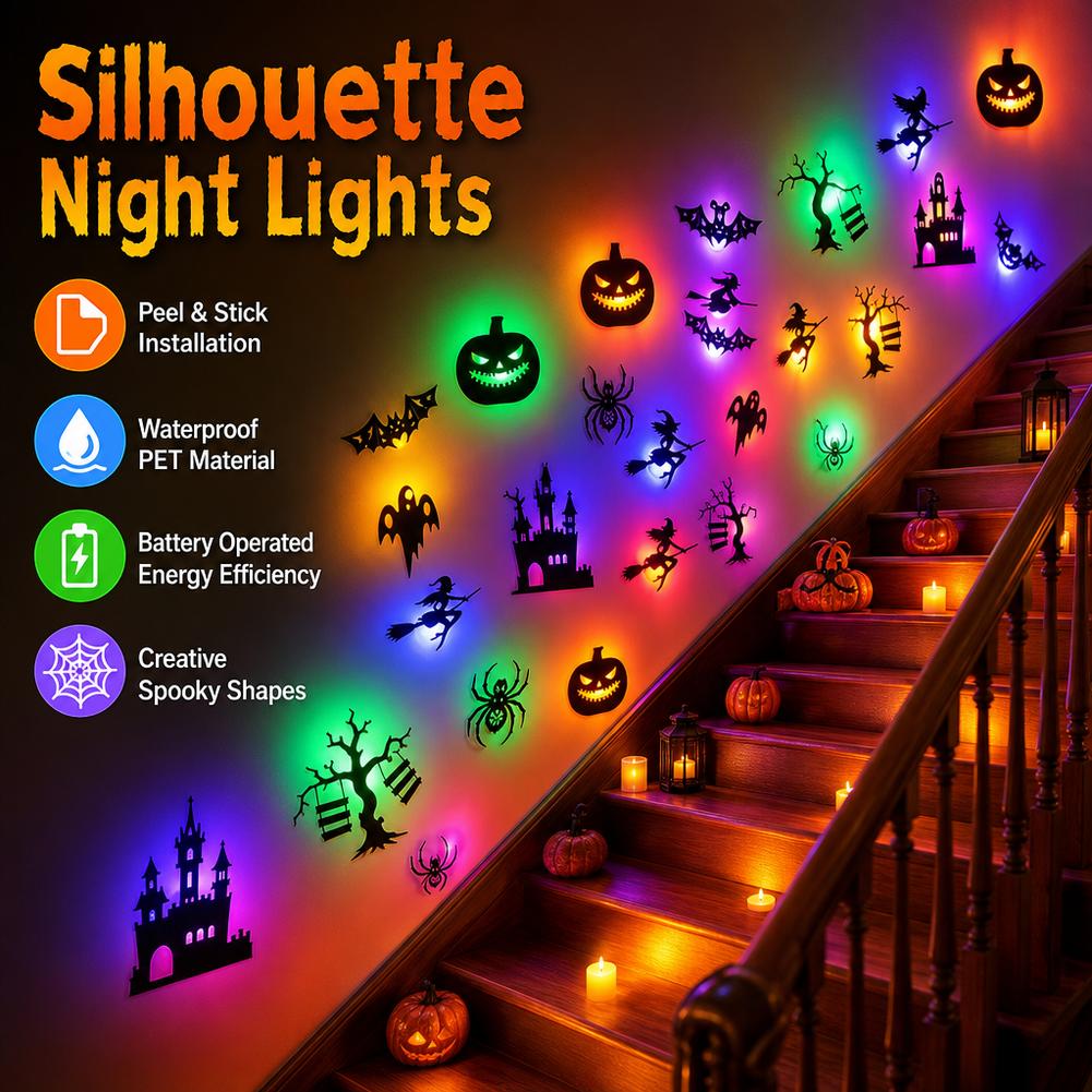 30PCS Adesivo de Parede LED de - Halloween Pumpkin Decor Led avaliação e preço