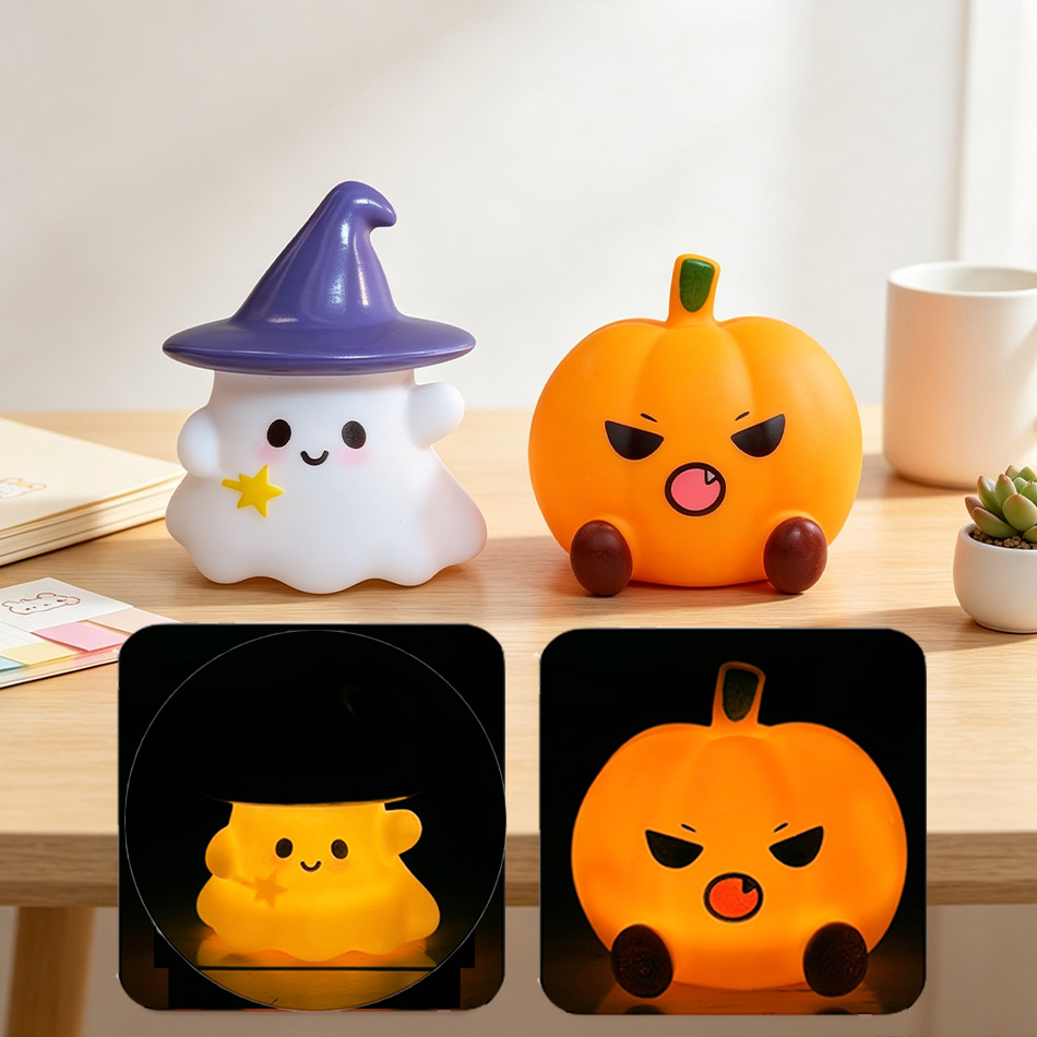 Luminária de Silicone Kawaii e - Halloween Pumpkin Decor Led avaliação e preço