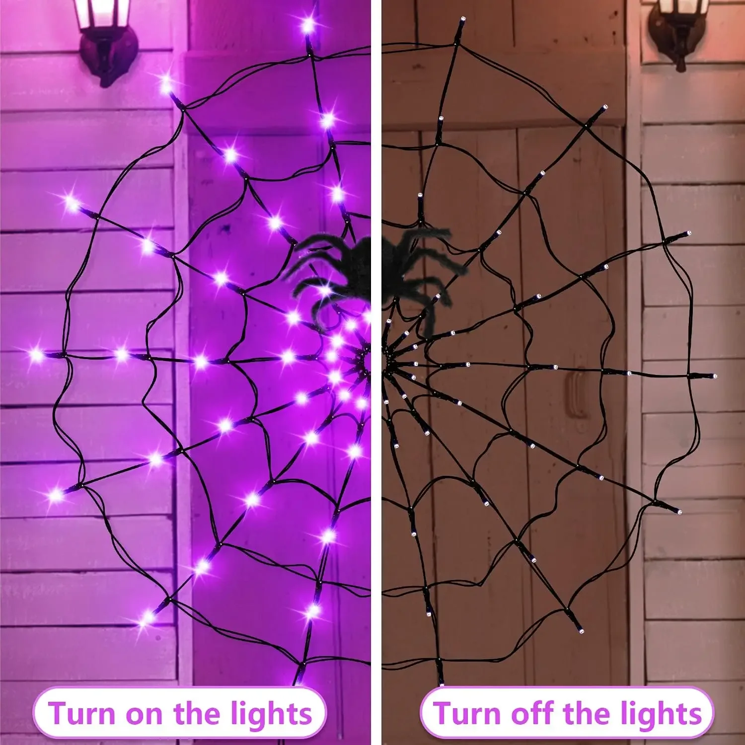 Luzes de LED de Halloween em F - Spider Web Halloween Decoration avaliação e preço