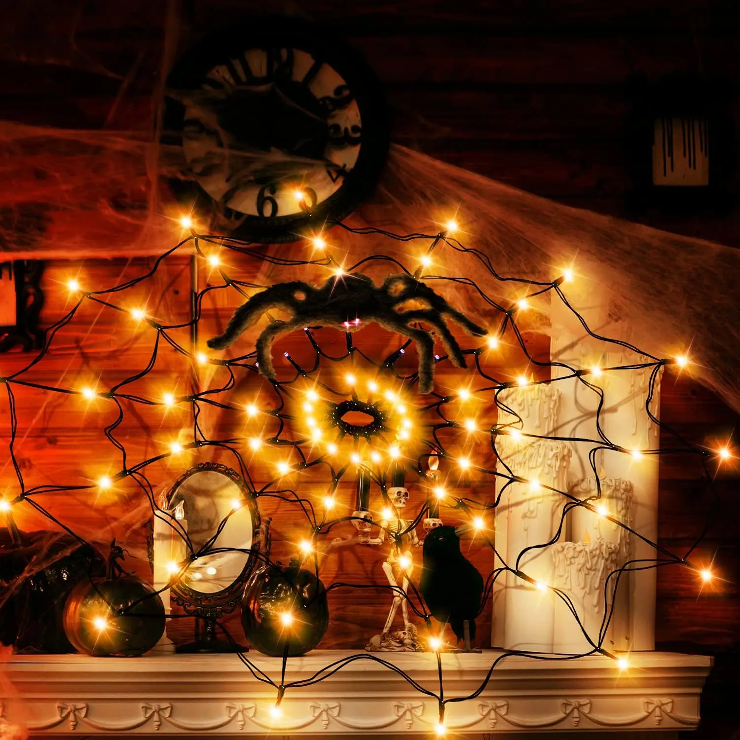 Halloween led luz corda fantas - Spider Web Halloween Decoration avaliação e preço