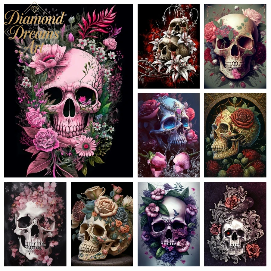 Sem moldura, pintura de diaman - Halloween Skeleton Decoration avaliação e preço